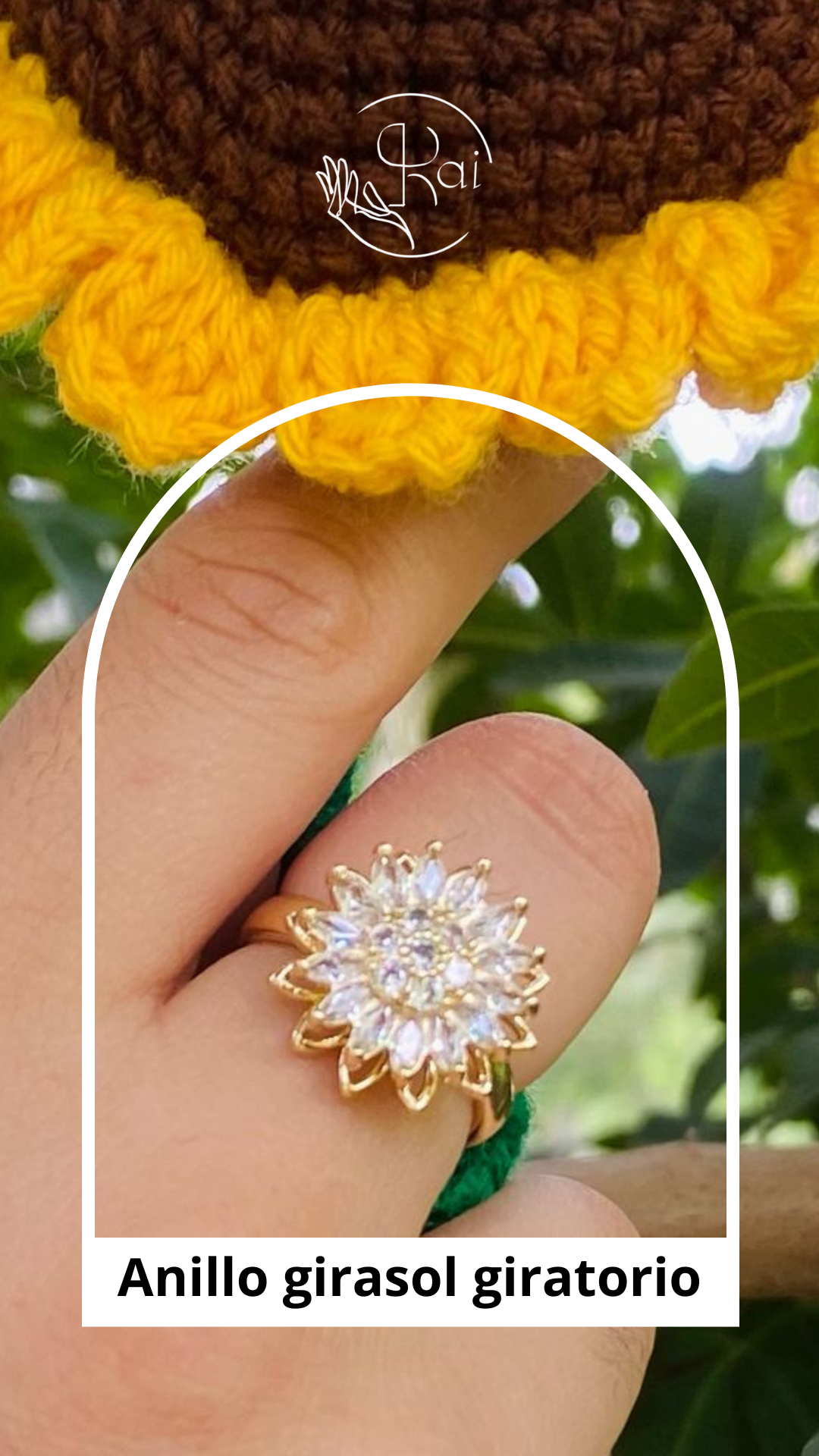 Anillo girasol giratorio