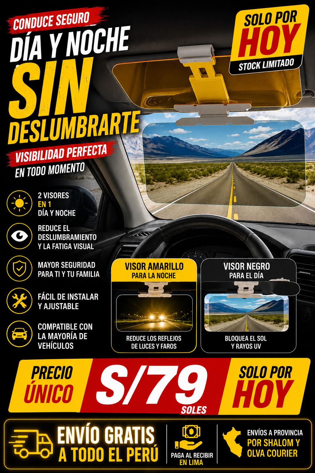⭐️ VISOR DUAL DÍA & NOCHE CLEARDRIVE™ ⭐️