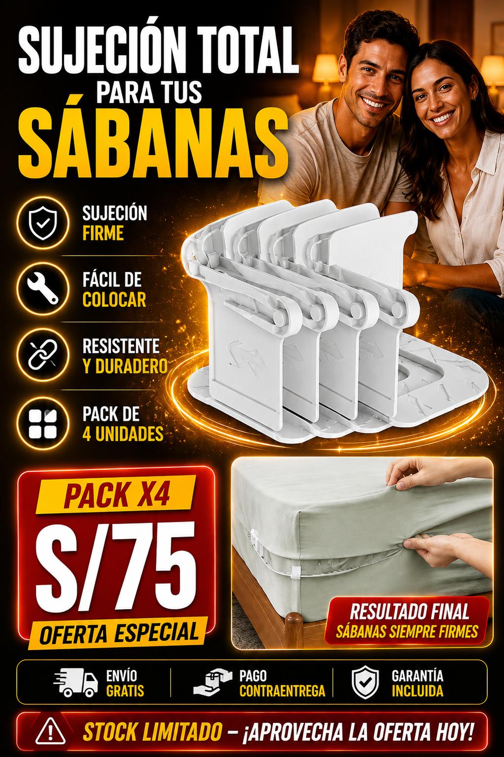 SheetGrip™ – Fijadores de Sábanas