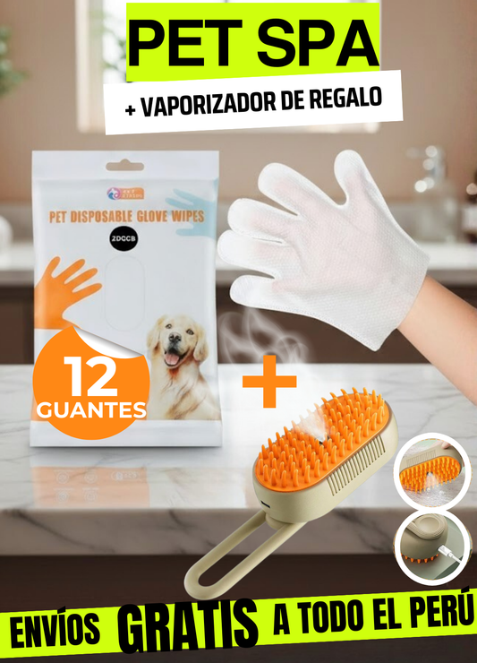 🧤 PET SPA® ⭐ 12 Guantes + Vaporizador REGALO 🎁