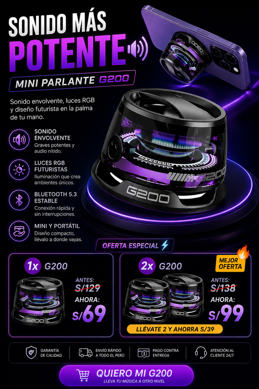 Parlante Magnético G200 con Luces RGB