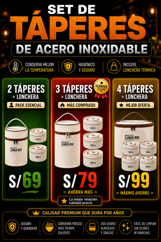 ✨Set LONCHERA ACERO INOXIDABLE + MOCHILA ✨