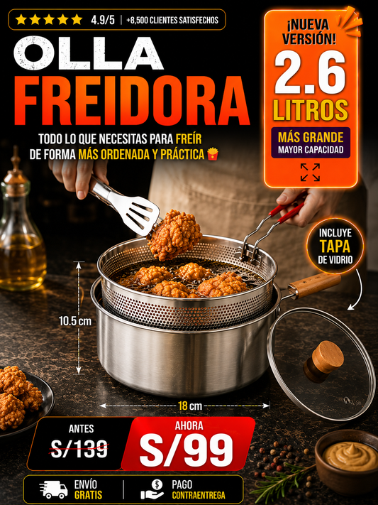 ✨OLLA FREIDORA 2.6L + TAPA DE VIDRIO ✨