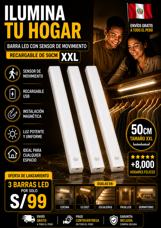 ✨BARRA LED de 50CM XXL CON SENSOR DE MOVIMIENTO✨
