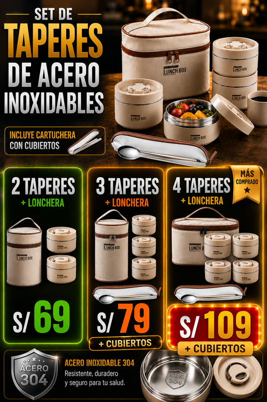✨Set LONCHERA ACERO INOXIDABLE + MOCHILA ✨