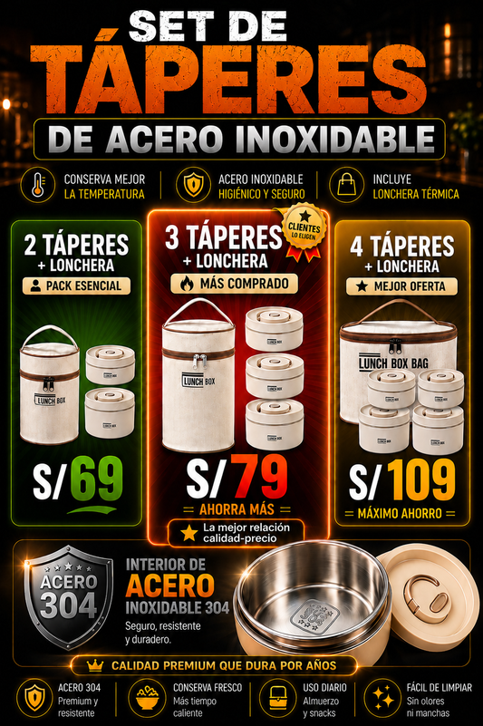 ✨Set LONCHERA ACERO INOXIDABLE + MOCHILA ✨
