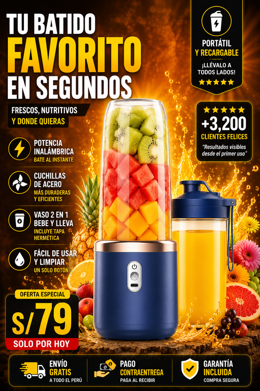 ✨ Licuadora BlendGo™ | 2 Vasos 400 ml ✨