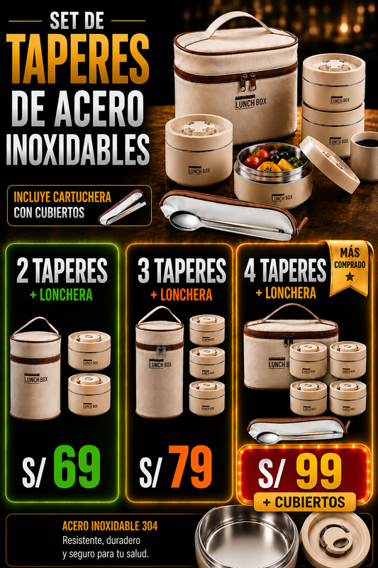 ✨Set LONCHERA ACERO INOXIDABLE + MOCHILA ✨