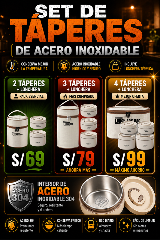✨Set LONCHERA ACERO INOXIDABLE + MOCHILA ✨