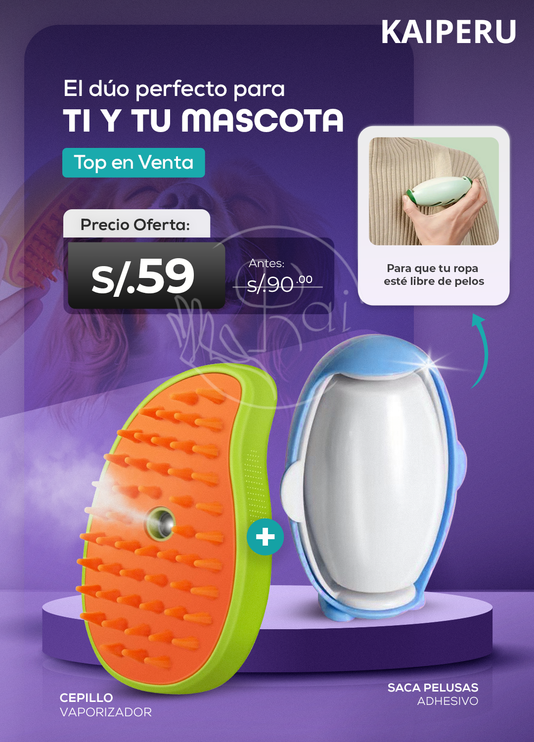 COMBO PINGÜINO® SACA PELUSA ADHESIVO LAVABLE 💦 + VAPORIZADOR USB