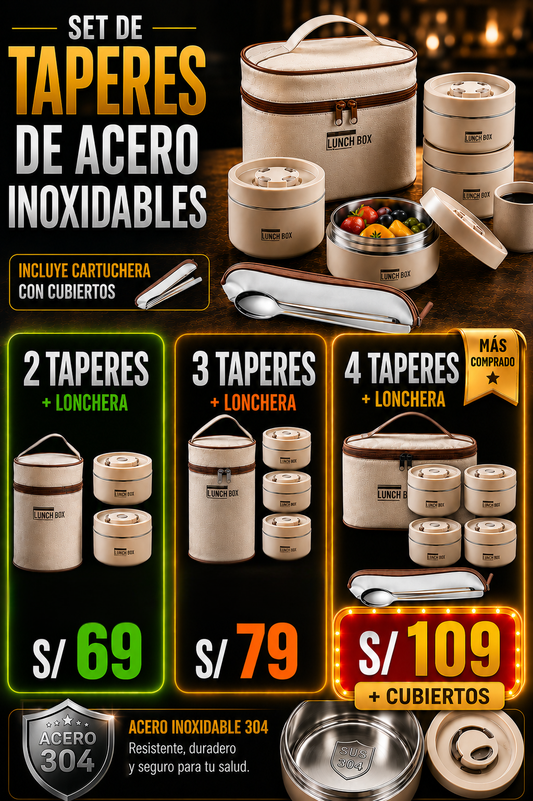 ✨Set LONCHERA ACERO INOXIDABLE + MOCHILA ✨